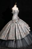 Printed Tailing Fluffy Princess Prom Dress