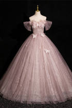 Butterflies Flowers Fluffy Princess Formal Dress