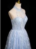 Snowflakes Sequins Off Shoulder Fluffy Princess Prom Dress