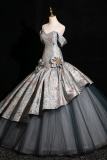 Printed Tailing Fluffy Princess Prom Dress