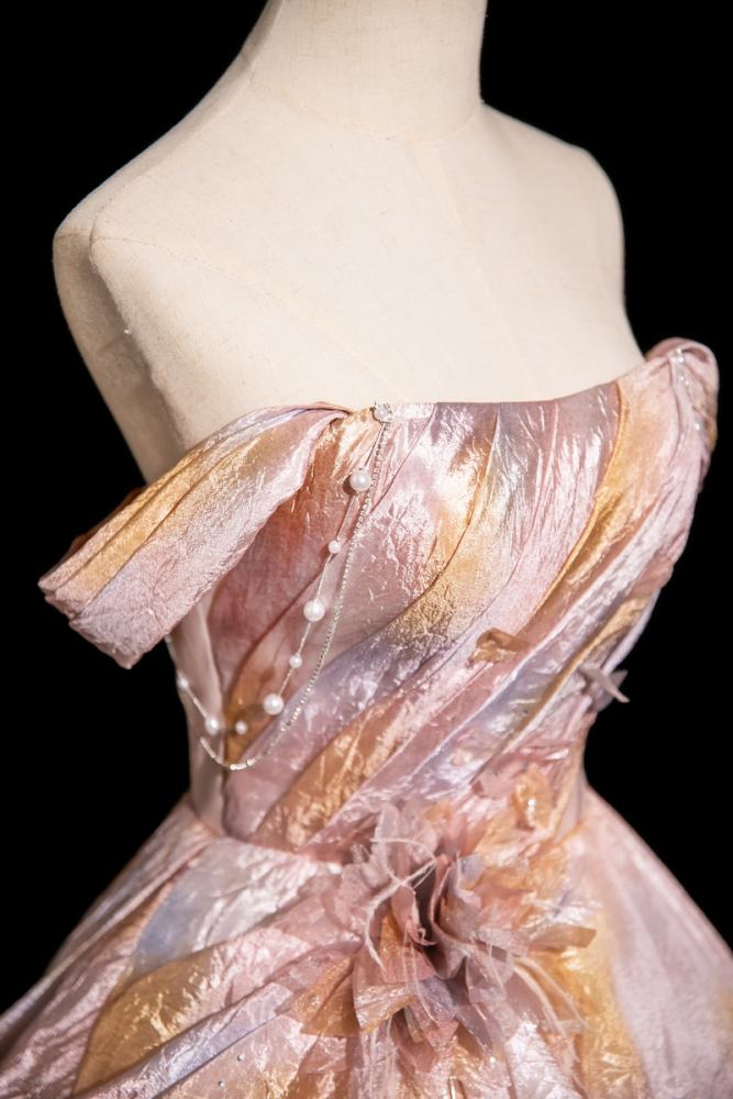 Shiny Pink Fluffy Princess Prom Dress