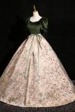 Printed Ribbon Fluffy Princess Prom Dress