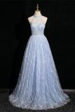 Snowflakes Sequins Off Shoulder Fluffy Princess Prom Dress