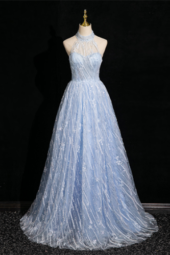 Snowflakes Sequins Off Shoulder Fluffy Princess Prom Dress