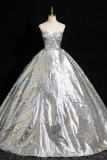 Bright Blue Printed Off Shoulder Fluffy Princess Prom Dress