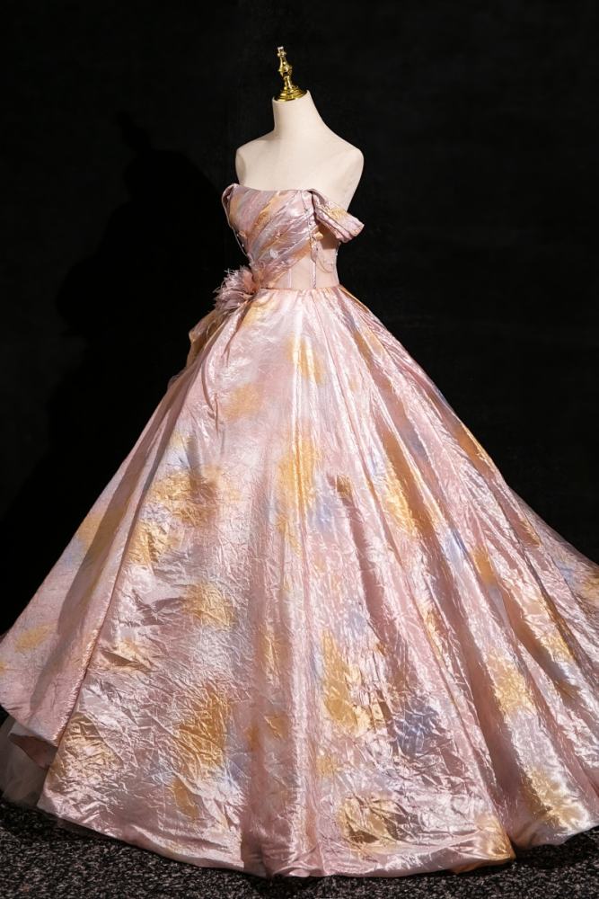 Shiny Pink Fluffy Princess Prom Dress