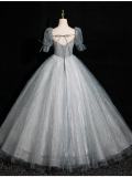 Flowers at the Chest Fluffy Princess Prom Dress