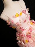 Strapless Flowers Fluffy Princess Prom Dress