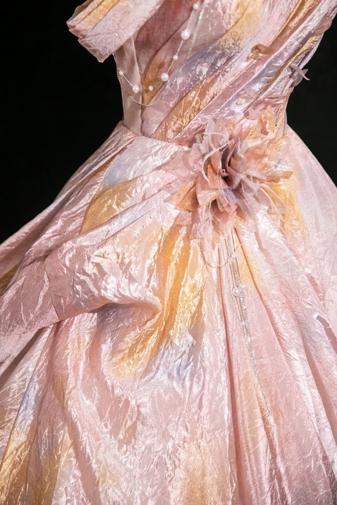 Shiny Pink Fluffy Princess Prom Dress