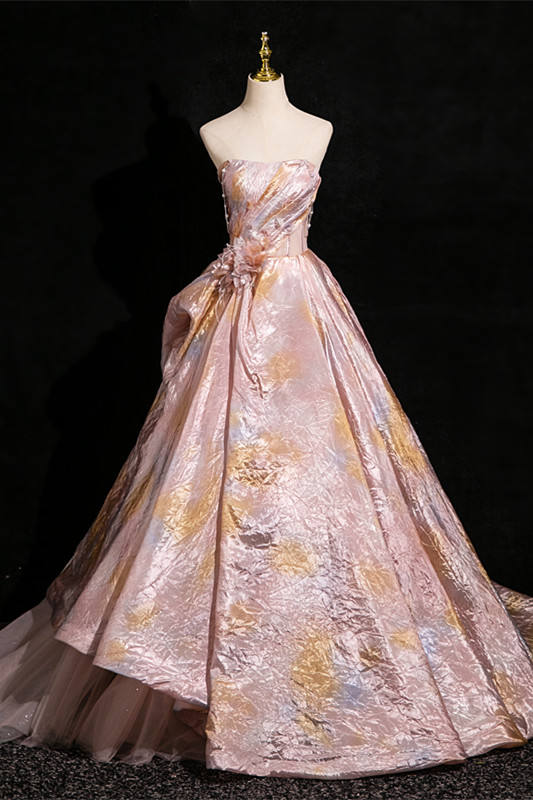 Shiny Pink Fluffy Princess Prom Dress