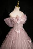 Butterflies Flowers Fluffy Princess Formal Dress