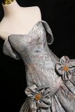 Printed Tailing Fluffy Princess Prom Dress