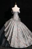 Printed Tailing Fluffy Princess Prom Dress