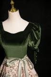 Printed Ribbon Fluffy Princess Prom Dress