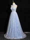 Snowflakes Sequins Off Shoulder Fluffy Princess Prom Dress