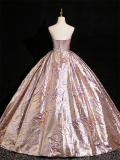 Printed Off Shoulder Fluffy Princess Prom Dress