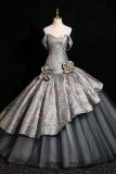 Printed Tailing Fluffy Princess Prom Dress