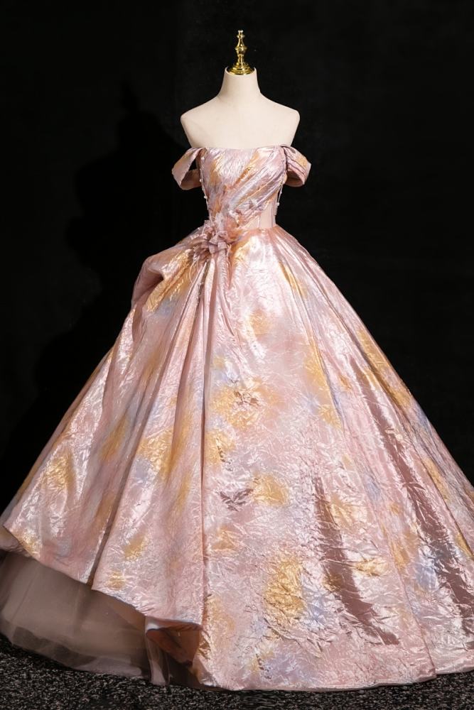 Shiny Pink Fluffy Princess Prom Dress