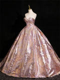Printed Off Shoulder Fluffy Princess Prom Dress