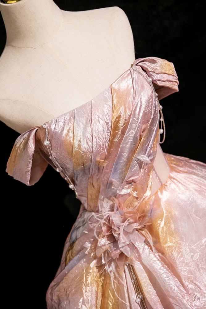 Shiny Pink Fluffy Princess Prom Dress