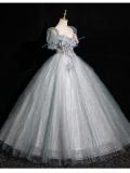 Flowers at the Chest Fluffy Princess Prom Dress