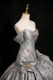Printed Tailing Fluffy Princess Prom Dress