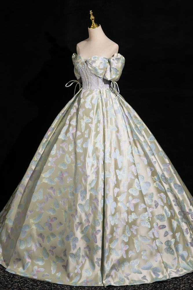 Butterflies Bow Fluffy Princess Prom Dress