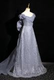 Lines Bow Fluffy Princess Prom Dress