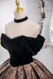 Printed Suede Fluffy Princess Prom Dress