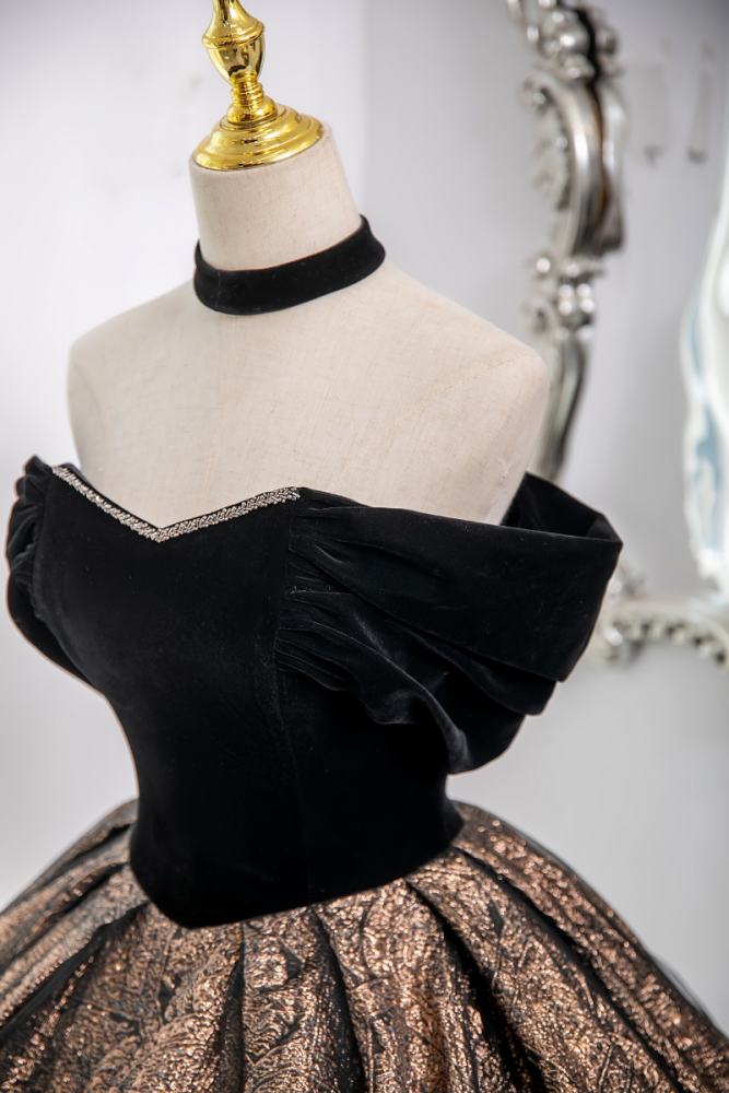 Printed Suede Fluffy Princess Prom Dress