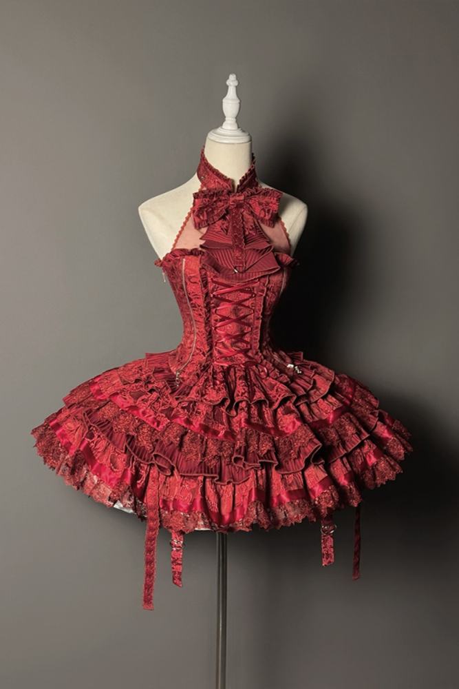 Rabbit and Cat Theme Halter Neck Top, Tiered Skirt and Trousers