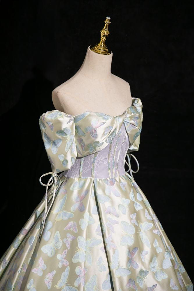 Butterflies Bow Fluffy Princess Prom Dress