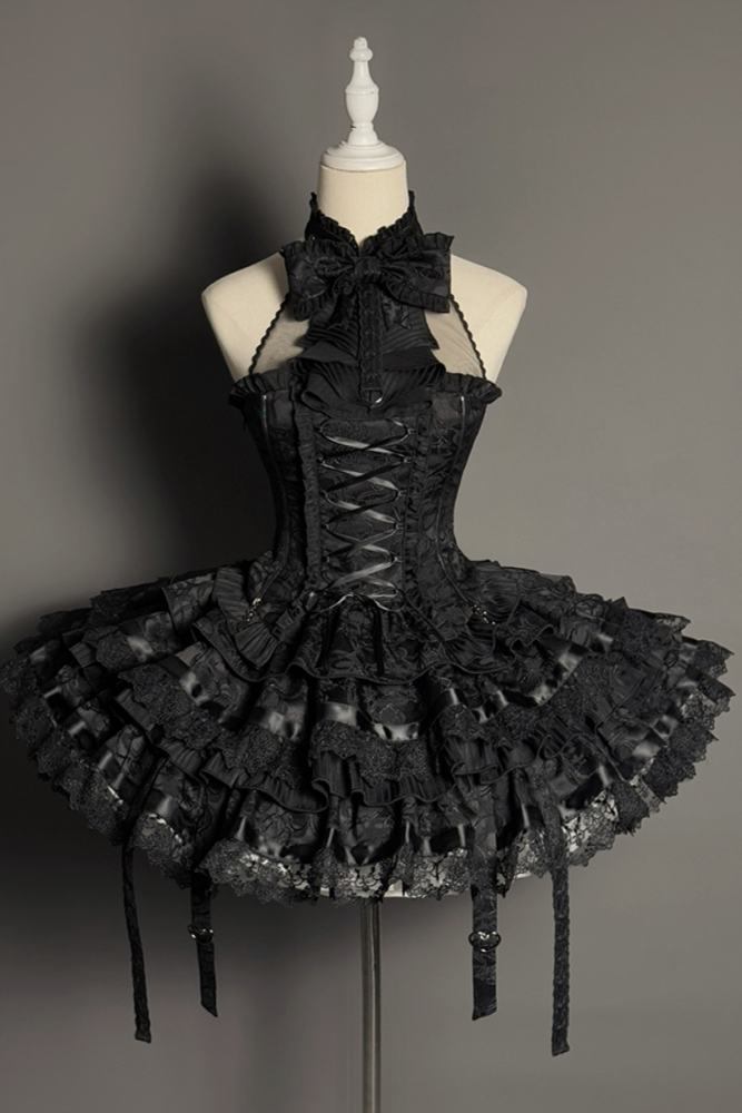 Rabbit and Cat Theme Halter Neck Top, Tiered Skirt and Trousers