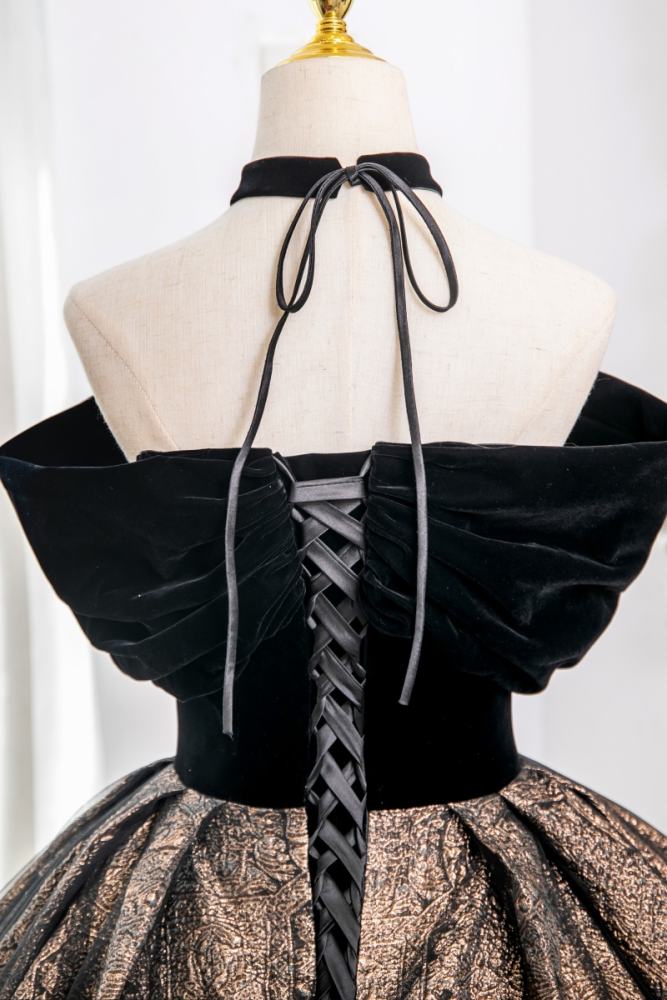 Printed Suede Fluffy Princess Prom Dress