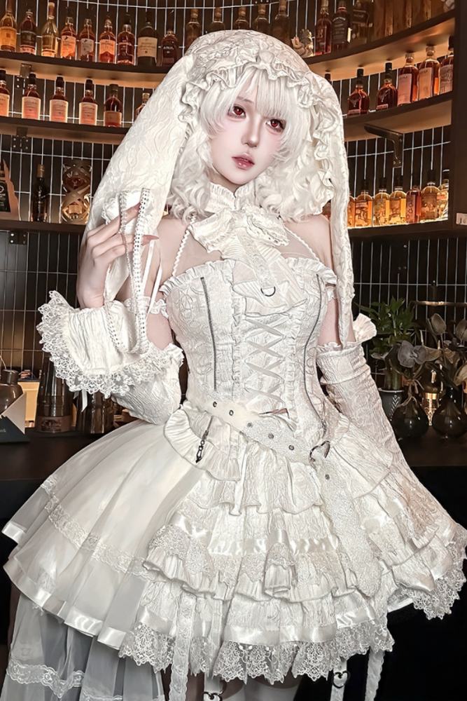 Rabbit and Cat Theme Halter Neck Top, Tiered Skirt and Trousers