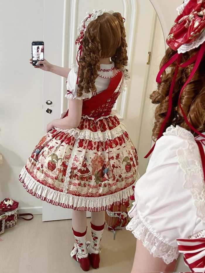 Fantasy Strawberry Garden Sweet Lolita Dress and Blouse