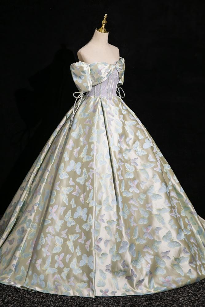 Butterflies Bow Fluffy Princess Prom Dress