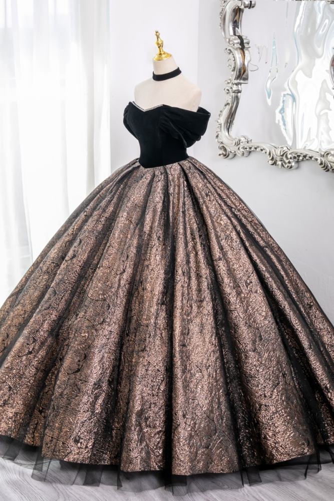 Printed Suede Fluffy Princess Prom Dress