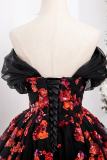 Sequins Flowers Fluffy Princess Prom Dress
