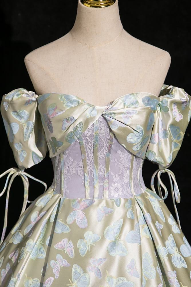 Butterflies Bow Fluffy Princess Prom Dress
