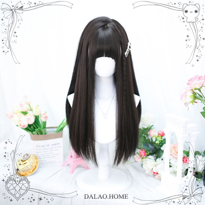 Dalao Home Daily Natural Long Straight Hair Lolita Wig