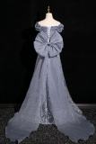 Lines Bow Fluffy Princess Prom Dress