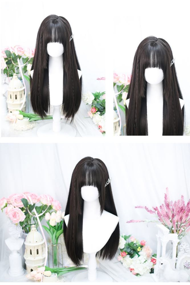 Dalao Home Daily Natural Long Straight Hair Lolita Wig