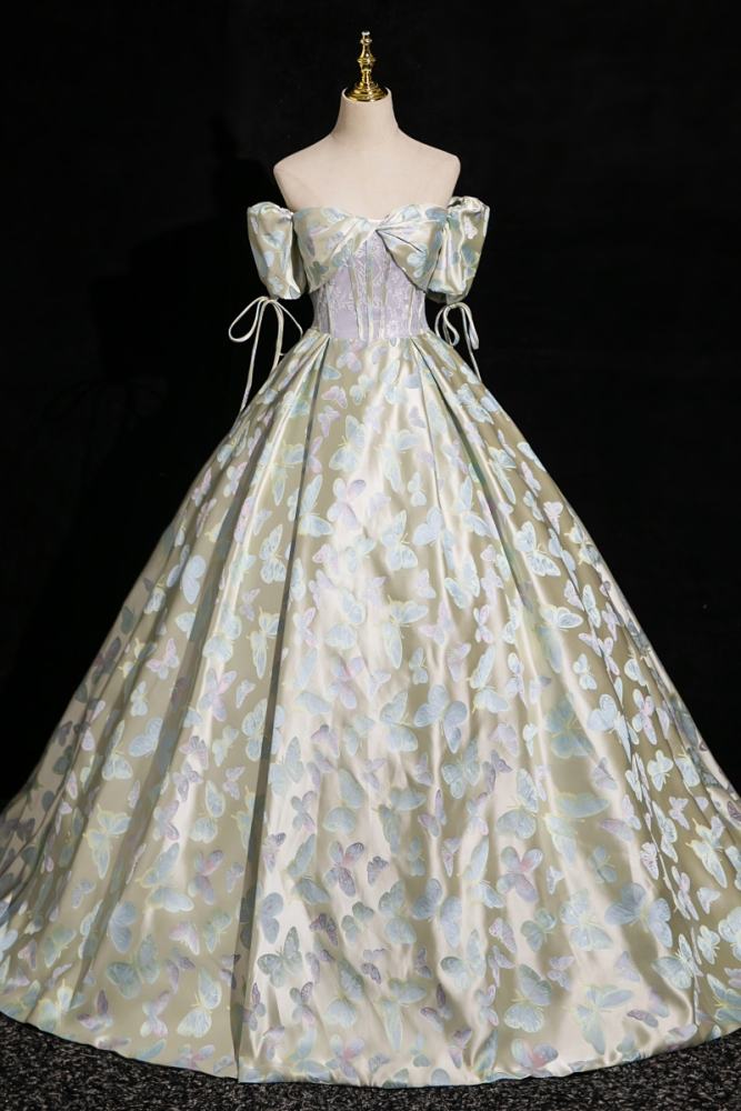 Butterflies Bow Fluffy Princess Prom Dress