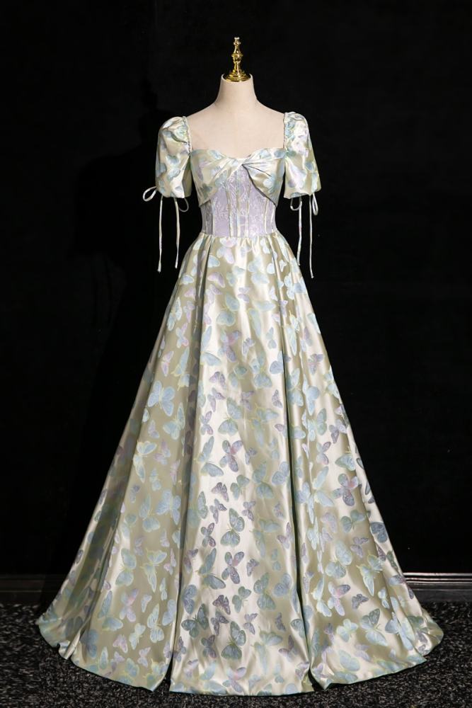 Butterflies Bow Fluffy Princess Prom Dress