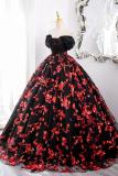Sequins Flowers Fluffy Princess Prom Dress
