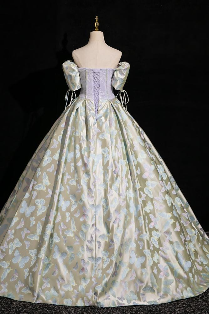 Butterflies Bow Fluffy Princess Prom Dress
