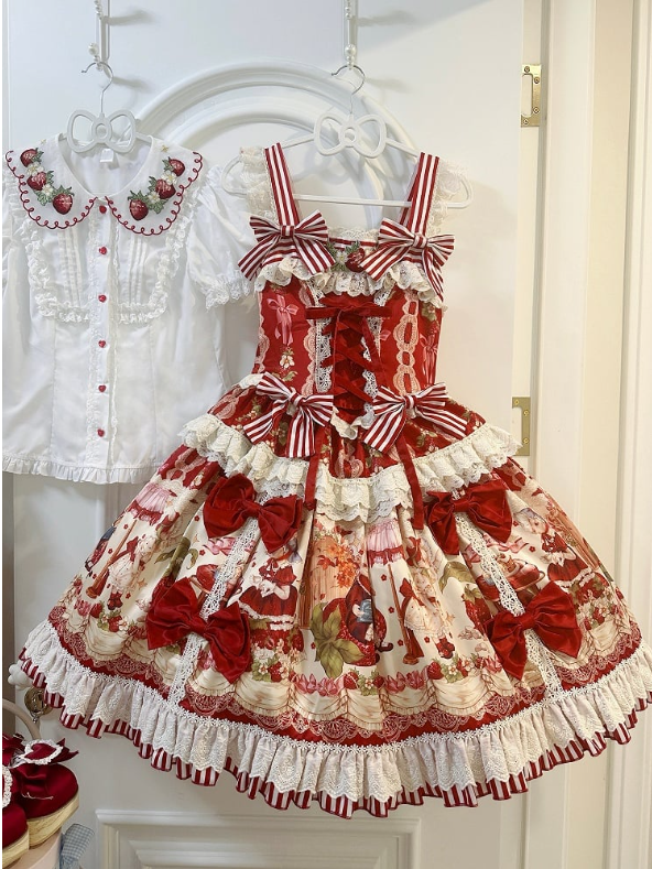Fantasy Strawberry Garden Sweet Lolita Dress and Blouse