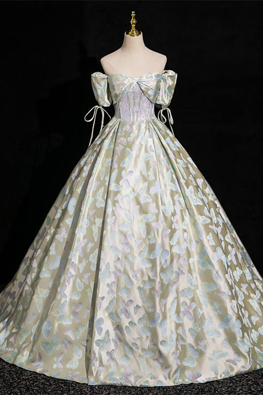 Butterflies Bow Fluffy Princess Prom Dress