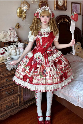 Fantasy Strawberry Garden Sweet Lolita Dress and Blouse